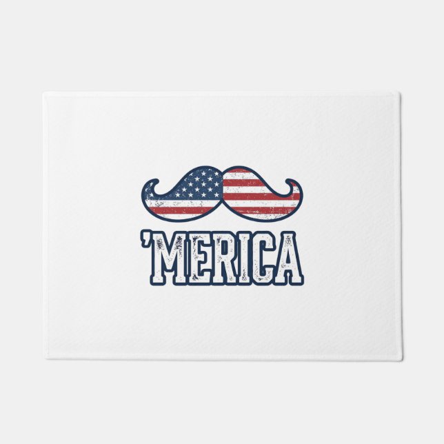 Distressed America Mustache Patriotic Vector Desig Doormat (Front)