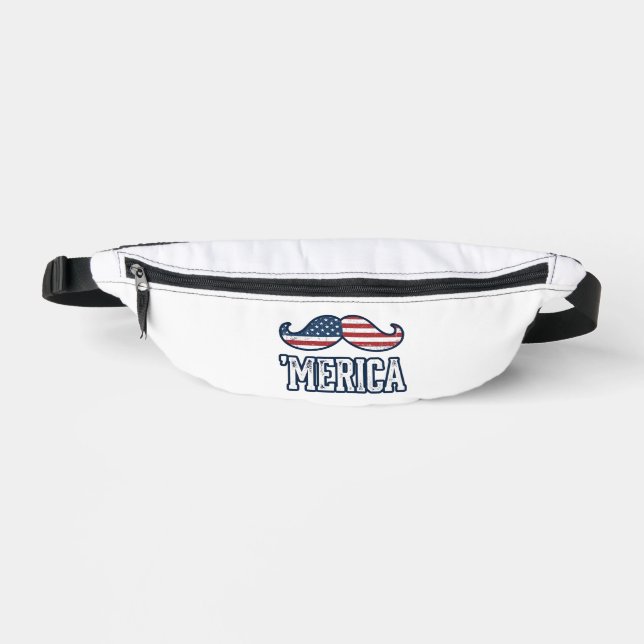 Distressed America Mustache Patriotic Vector Desig Fanny Pack (Front)