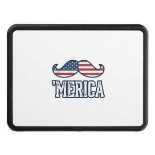 Distressed America Mustache Patriotic Vector Desig Hitch Cover