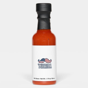Distressed America Mustache Patriotic Vector Desig Hot Sauces