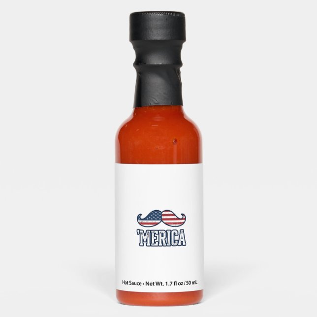 Distressed America Mustache Patriotic Vector Desig Hot Sauces (Front)