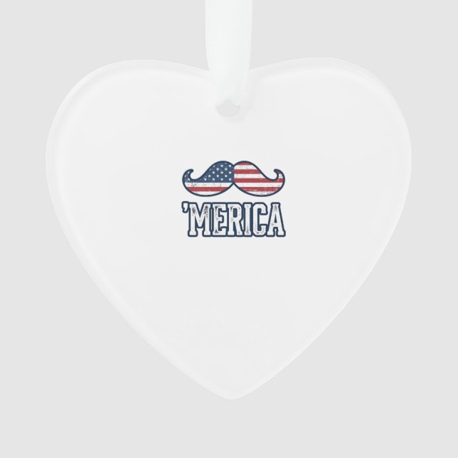 Distressed America Mustache Patriotic Vector Desig Ornament (Front)