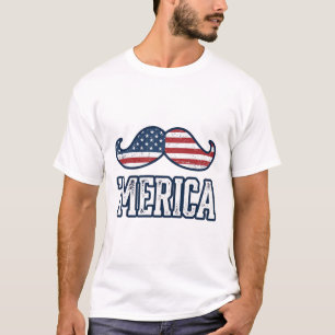 Distressed America Mustache Patriotic Vector Desig T-Shirt