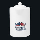 Distressed America Mustache Patriotic Vector Desig Teapot<br><div class="desc">Distressed America Mustache Patriotic Vector Design_1</div>