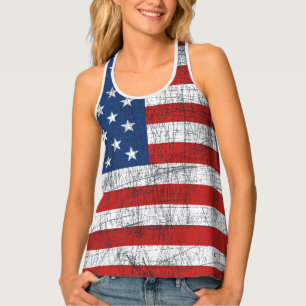 Distressed American Flag 4th of July Tank Top