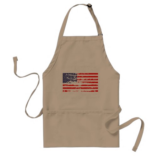 Distressed American flag adult BBQ apron  Beige