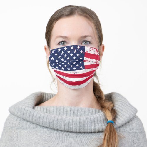 Distressed American Flag Adult Cloth Face Mask