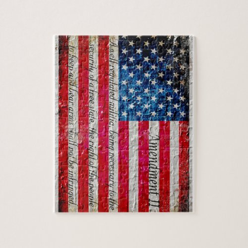 Distressed American Flag And Second Amendment Jigsaw Puzzle