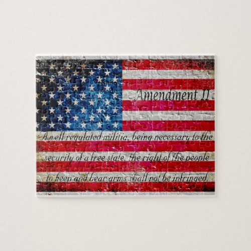 Distressed American Flag And Second Amendment Jigsaw Puzzle