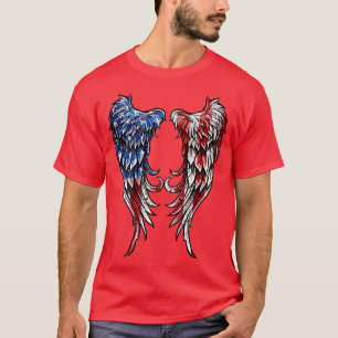 Distressed American Flag Angel Wings  T-Shirt