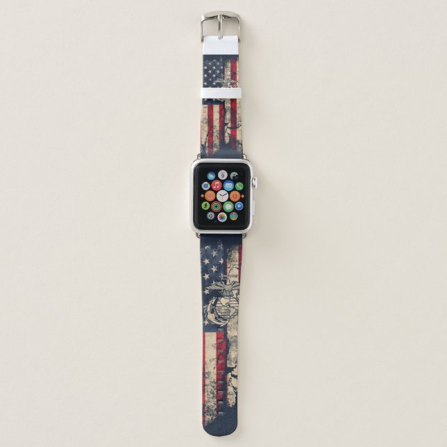 Distressed American Flag Apple Watch Band (Front)