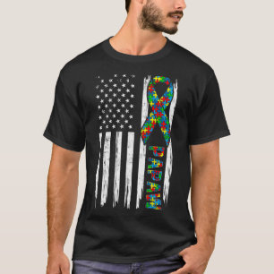 Distressed American Flag Autism Papaw Family Match T-Shirt
