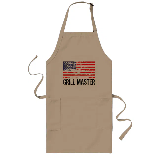 Distressed American flag BBQ apron | Grill master (Front)