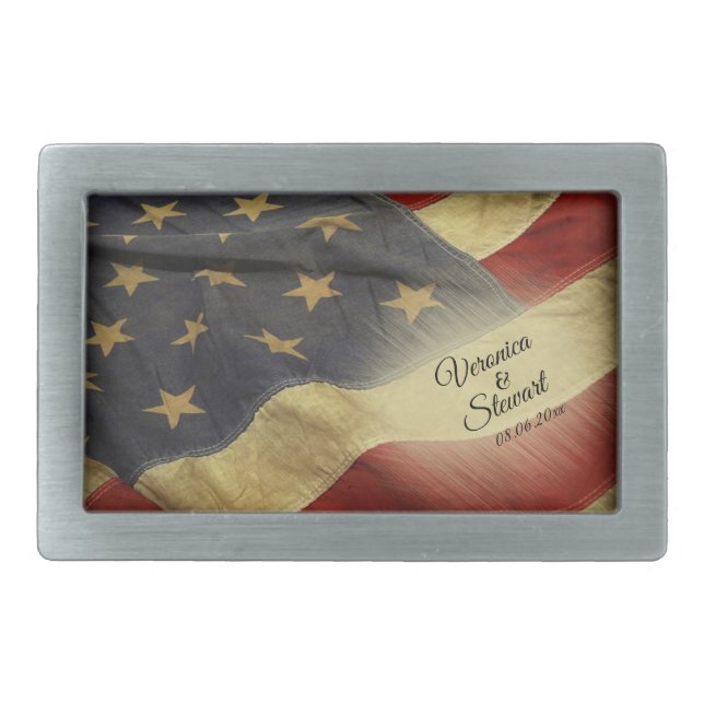 Distressed American Flag  Belt Buckle (Front)