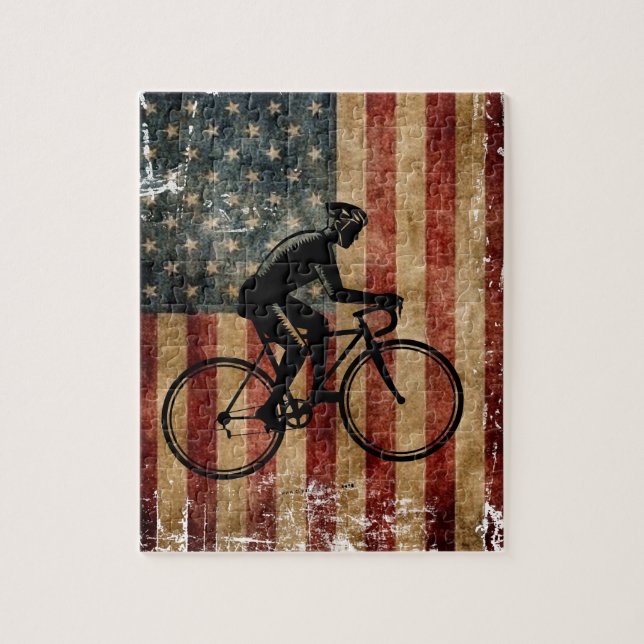 Distressed American Flag Bicycle Puzzle (Vertical)