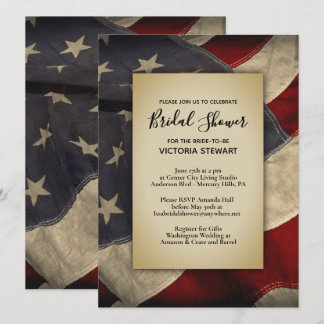 Distressed American Flag Bridal Shower Invitation