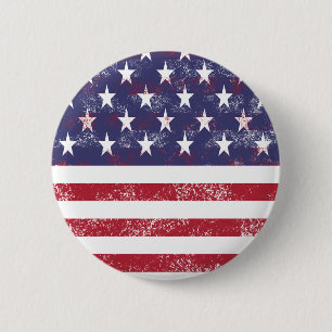 Distressed American Flag Button