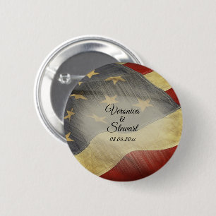 Distressed American Flag Button