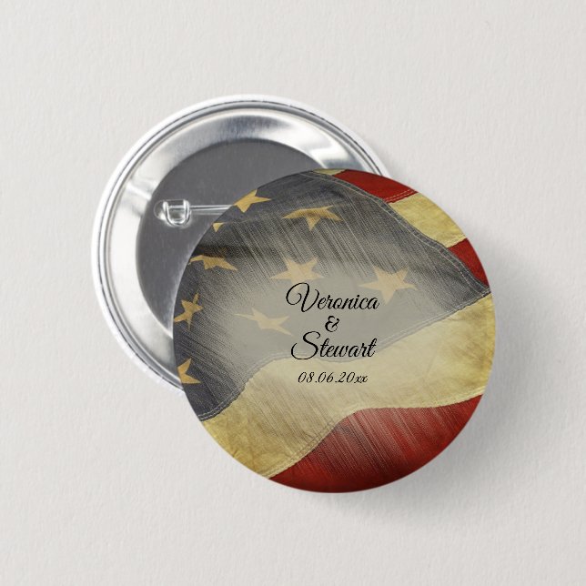 Distressed American Flag   Button (Front & Back)