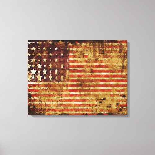 Distressed American Flag Canvas Wrap