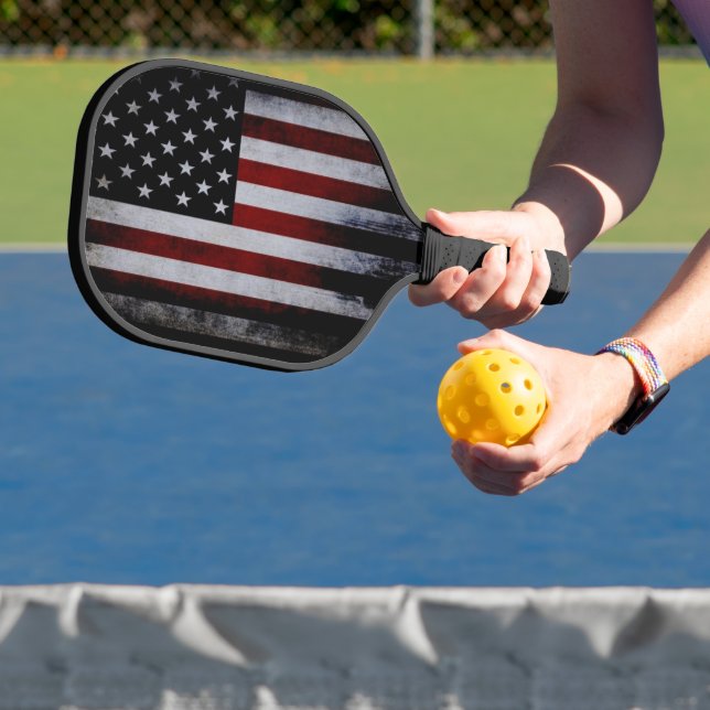 Distressed American Flag  Carbon Fiber Pickleball Paddle (Insitu)