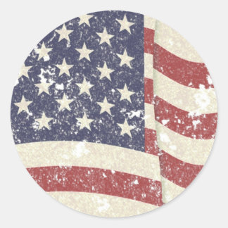 Distressed American Flag Classic Round Sticker
