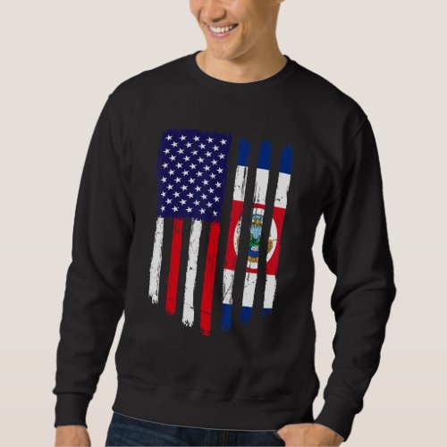 Distressed American Flag  Costa Rica Flag Patriot Sweatshirt