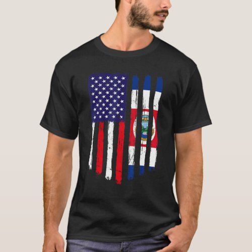 Distressed American Flag  Costa Rica Flag Patriot T_Shirt