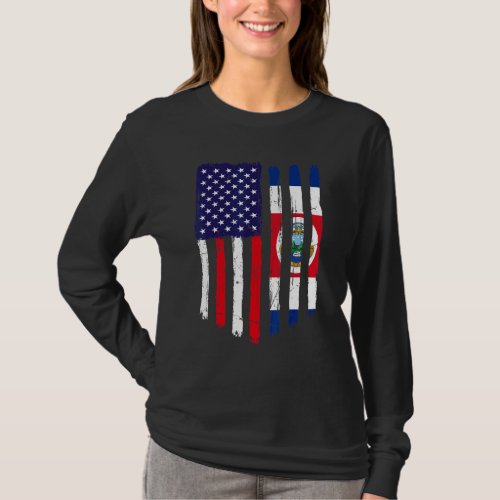 Distressed American Flag  Costa Rica Flag Patriot T_Shirt