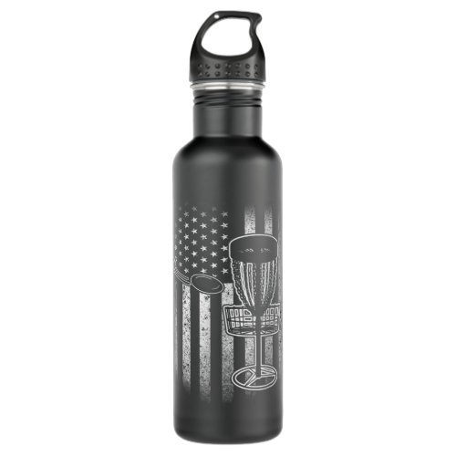 Distressed American Flag Disc Golf Stainless Steel Water Bottle