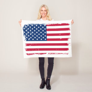 Distressed American Flag Fleece Blanket