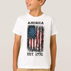 Distressed American Flag Freedom Est 1776 T-Shirt