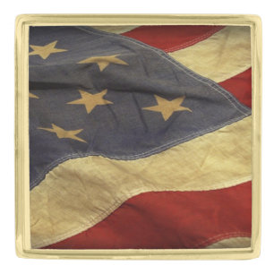 Distressed American Flag Gold Finish Lapel Pin