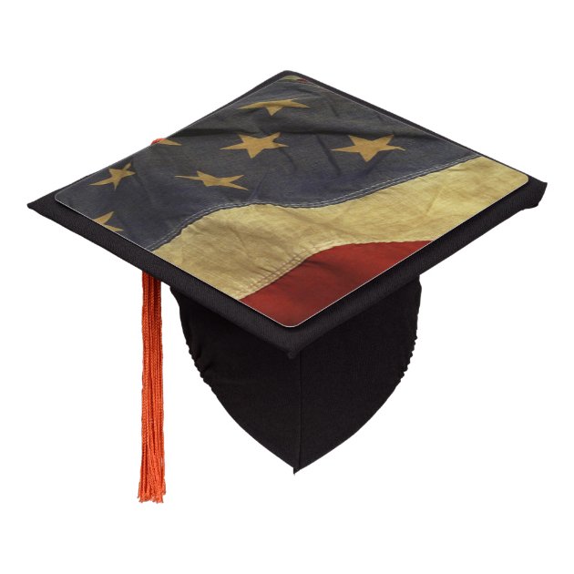 Distressed American Flag Graduation Cap Topper