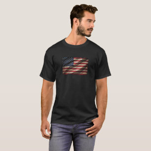 Distressed American Flag Graphic Black T-Shirt