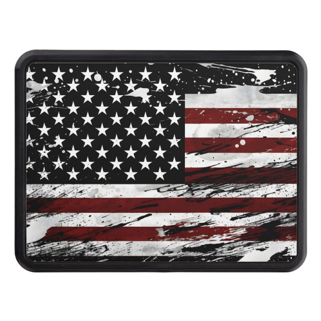 Distressed American flag Hitch Cover (Front)