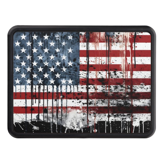 Distressed American flag Hitch Cover (Front)