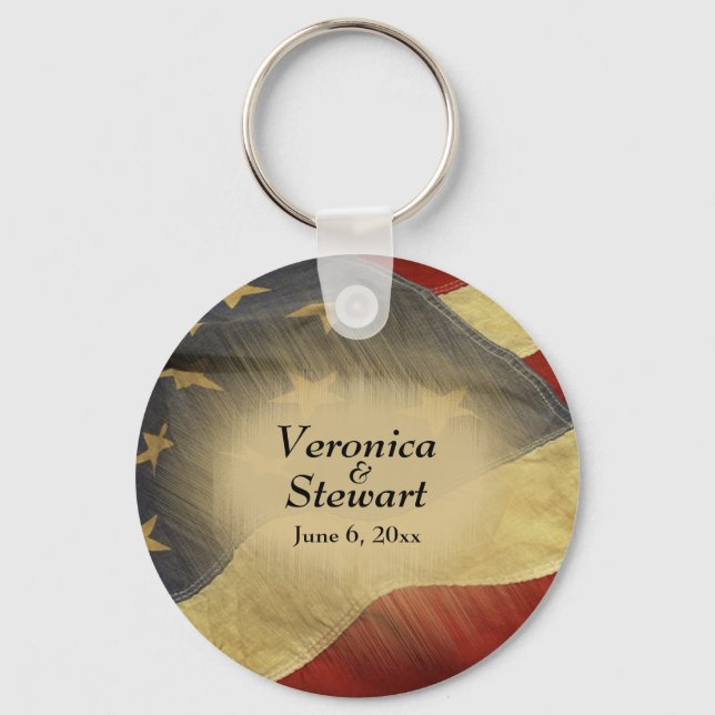 Distressed American Flag   Keychain (Front)