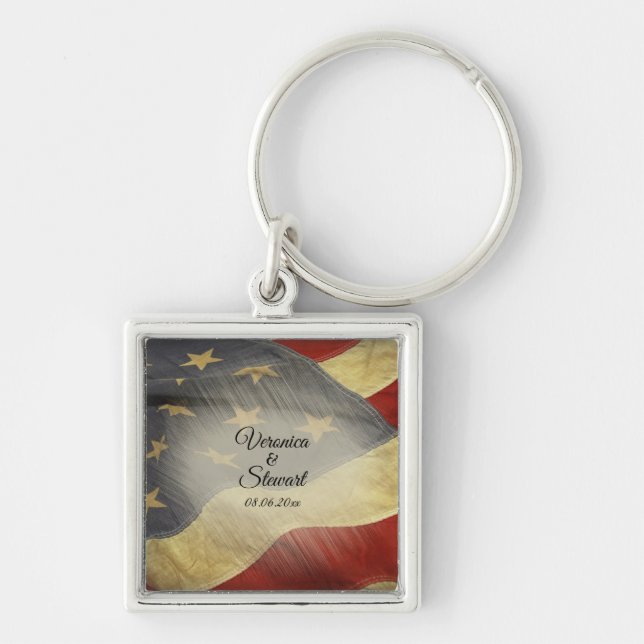 Distressed American Flag   Keychain (Front)
