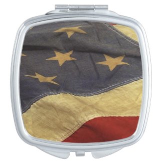 Distressed American Flag Makeup Mirror