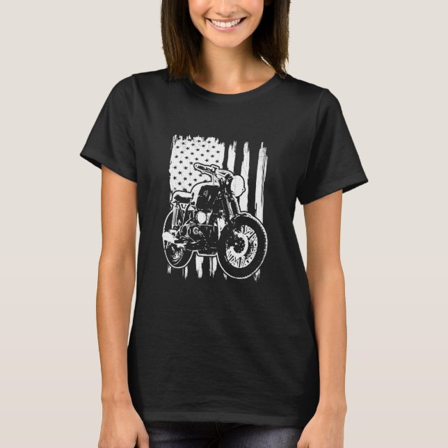 Distressed American Flag Motorcycle Rider T-Shirt (Front)