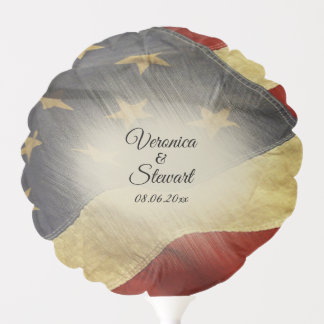 Distressed American Flag Names and Date Balloon