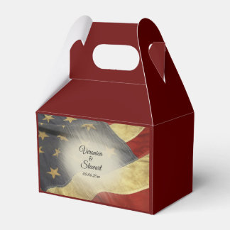 Distressed American Flag Names and Date Favor Boxes