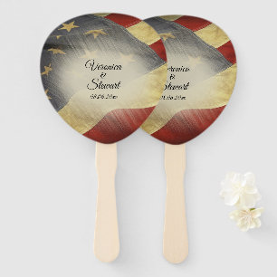 Distressed American Flag Names and Date Hand Fan