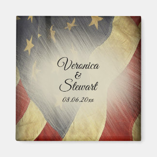Distressed American Flag Names and Date Magnet