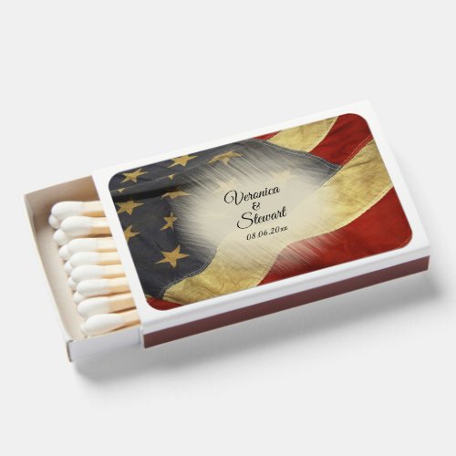 Distressed American Flag Names and Date Matchboxes
