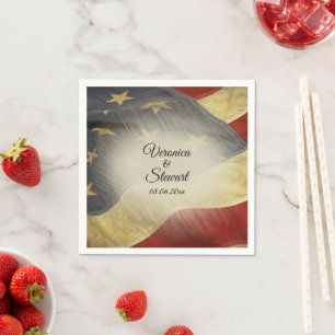 Distressed American Flag Names and Date Napkins