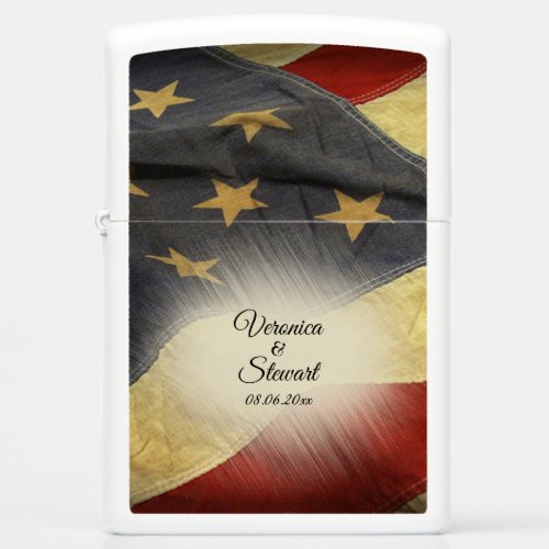 Distressed American Flag Names and Date Zippo Lighter