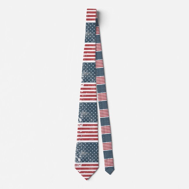 distressed american flag neck tie (Front)