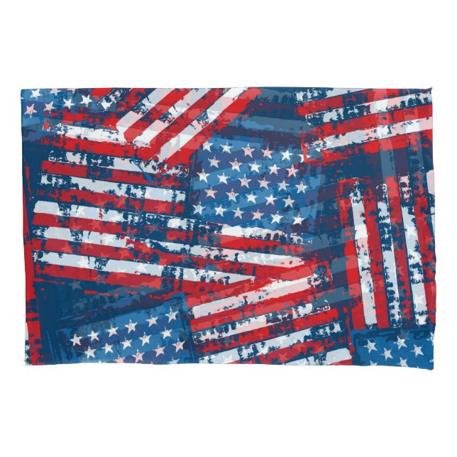 Distressed American Flag Painted Pattern Pillow Case (Front)